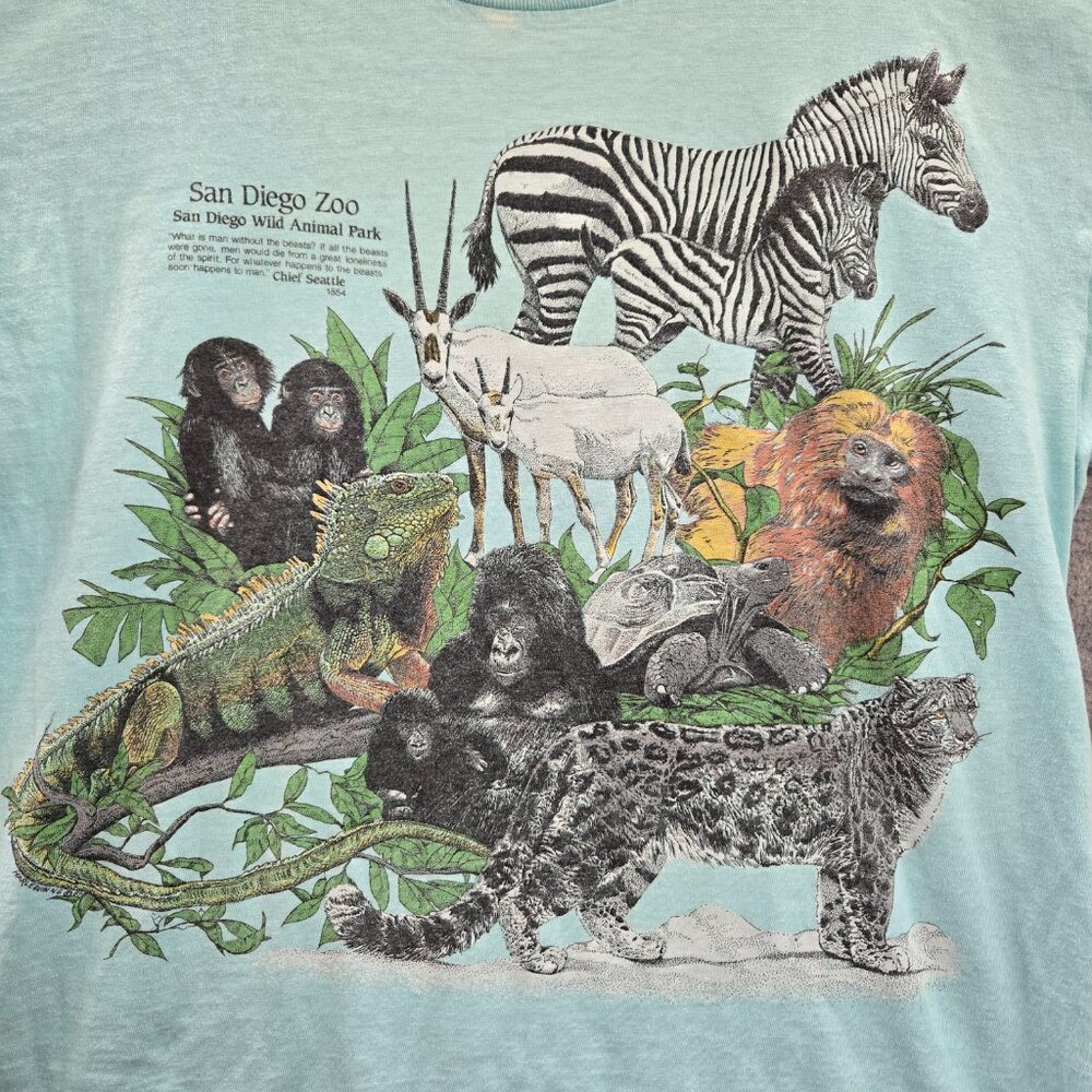 VINTAGE San Diego Zoo Men Shirt XL Single Stitch Wild Animal‎ Park 80s USA READ - Picture 2 of 10